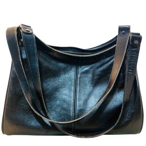 Vintage John Romain Bordeaux Black Leather Shoulder Bag